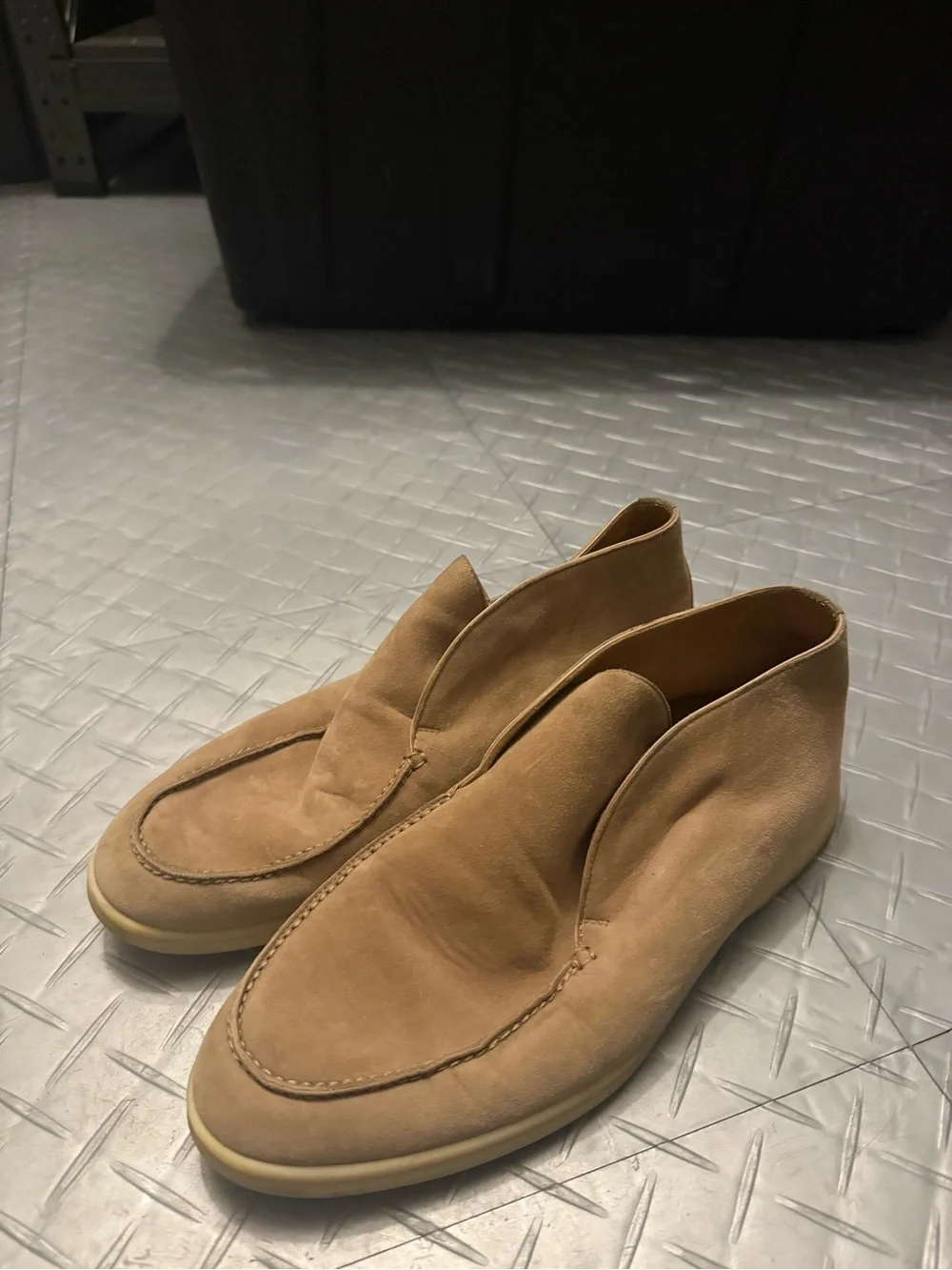 Loro Piana Tan Suede Slip-On Loafers